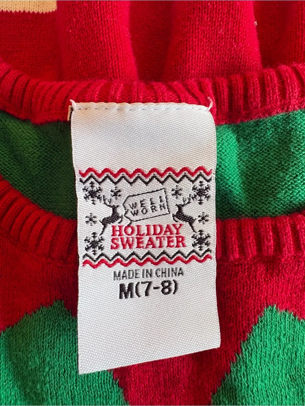 Well Worn Holiday Sweater Girls Christmas Elf Green/Red Sweater Dress SZ S 7/8